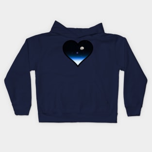 Moonrise and Stars Heart Kids Hoodie